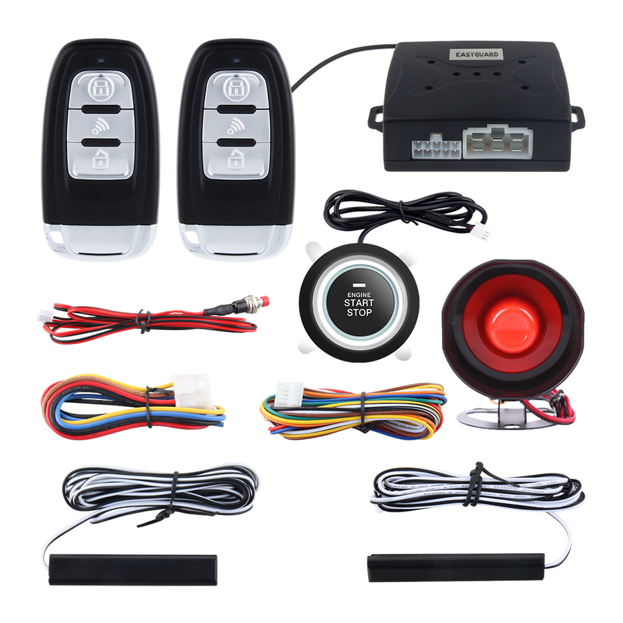 EASYGUARD ES002-P5 Push Start Button kit & keyless go Compatible with  Factory or aftermarket car Alarm or keyless Entry System DC12V