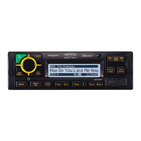Jensen JHD1635BT Quick Reference Manual