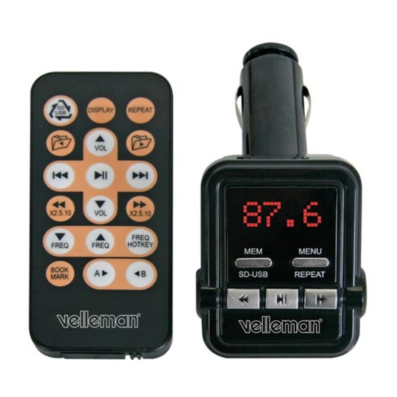 Velleman CARSFM1 User Manual
