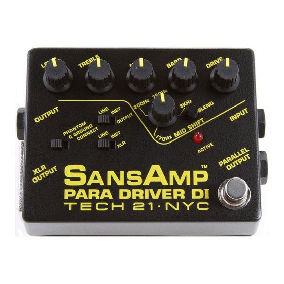 Tech 21 SansAmp PARA DRIVER DI Owner's Manual