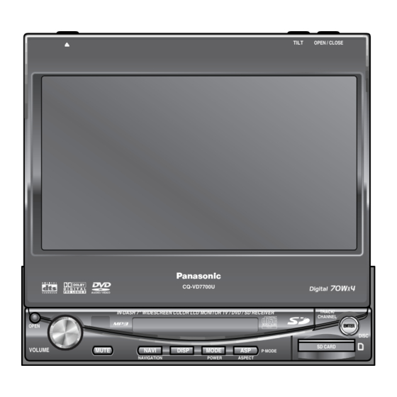 Panasonic CQ-VD7700U Installation Instructions Manual