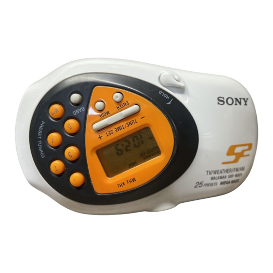 Sony WALKMAN SRF-M80V Operating Instructions