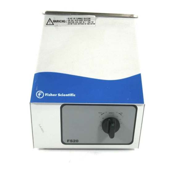 User Manuals: Fisher Scientific FS-20 Cleaner