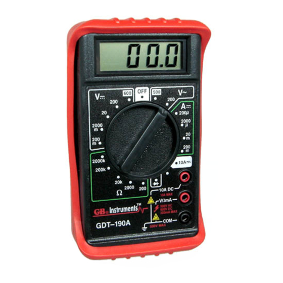 GB INSTRUMENTS GDT190A OWNER'S MANUAL Pdf Download ManualsLib