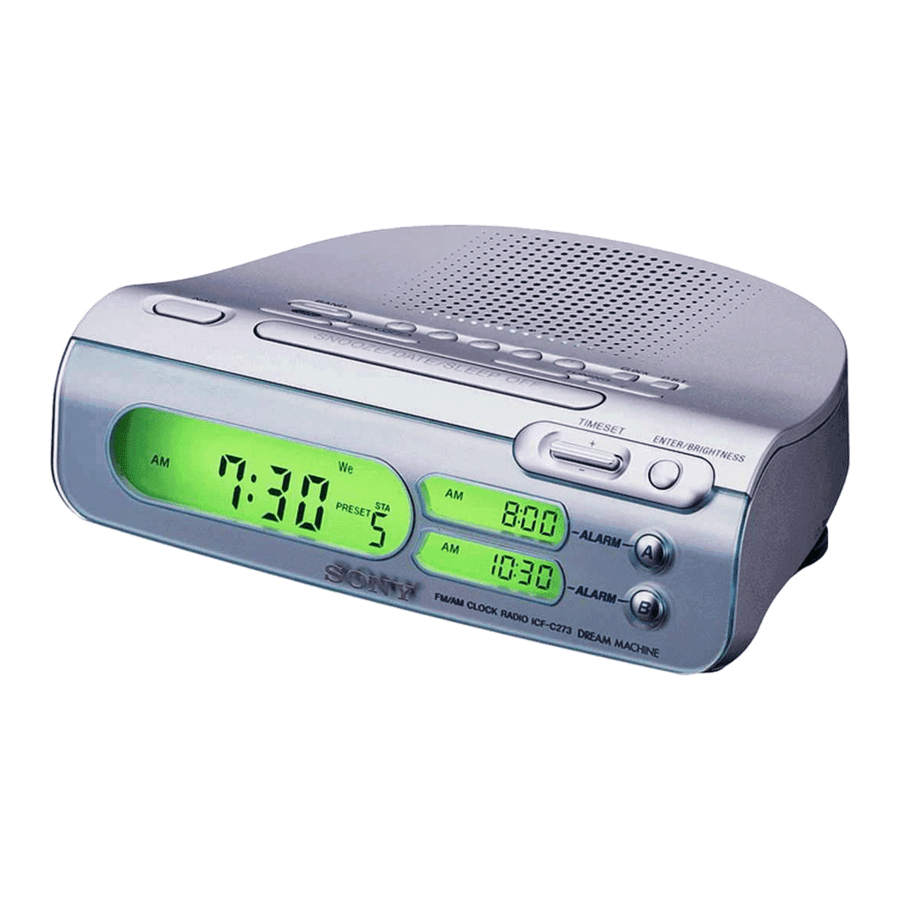 Sony DREAM MACHINE ICF-C273, ICF-C273L - Fm/Am Clock Radio Manual