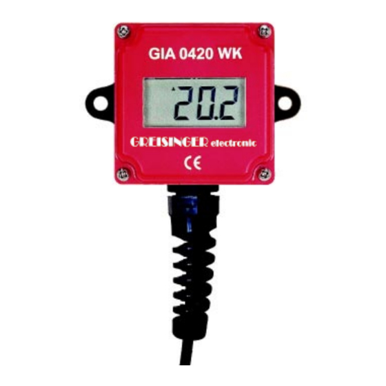 GREISINGER GIA 0420 WK-EX Connection And Operating Manual