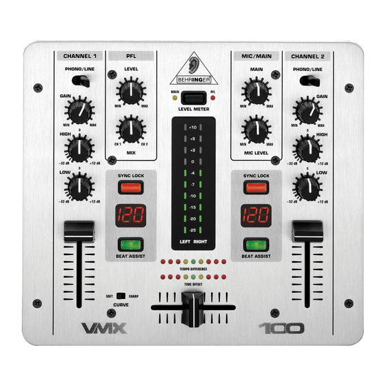 Behringer PRO MIXER VMX100 User Manual