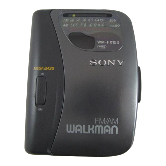 User Manuals: Sony Walkman WM-FX153 Cassette Player