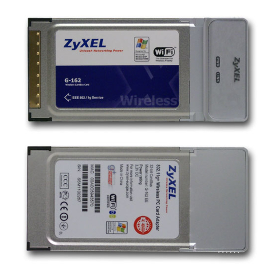 ZyXEL Communications 802.11g Wireless CardBus Card ZyXEL G-162 Quick Start Manual