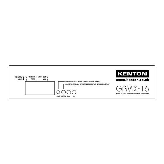 Kenton GPMX-16 Operating Manual