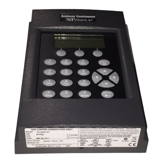 Andover Controls xPDISPLAY Installation & User Manual
