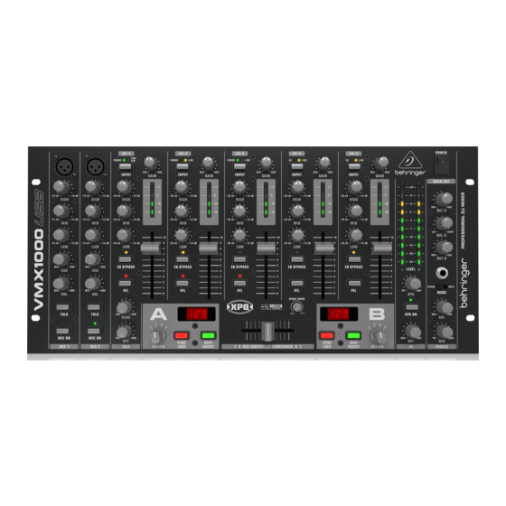 Behringer PRO MIXER VMX1000USB Manual