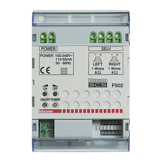 Bticino F502 Instruction Sheet