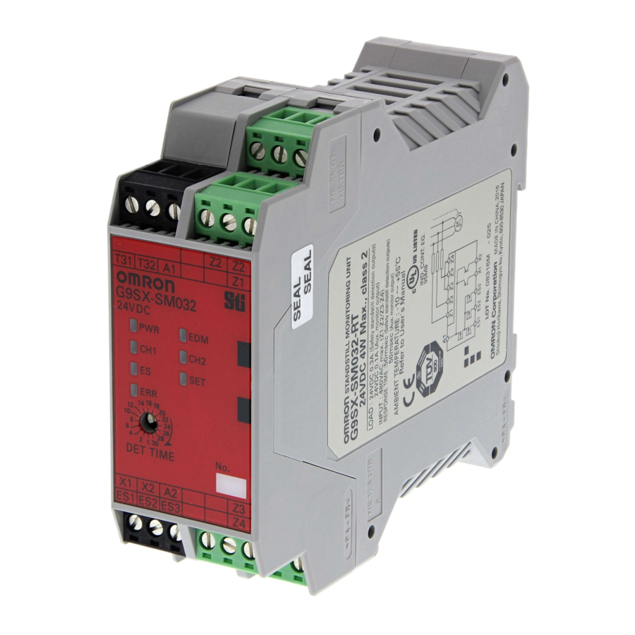 Omron G9SX-SM032 Series - Standstill Monitoring Unit Manual