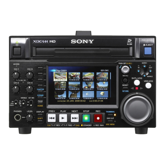 Sony PDW-HD1500 Installation Manual