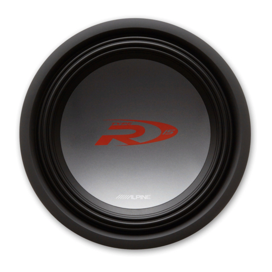Alpine SWR 1242D - Type-R Car Subwoofer Driver Application Manual