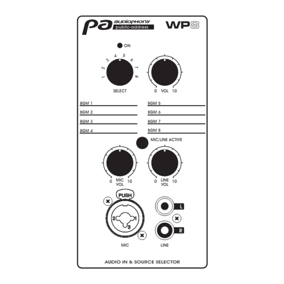 Audiophony PA WP8 User Manual