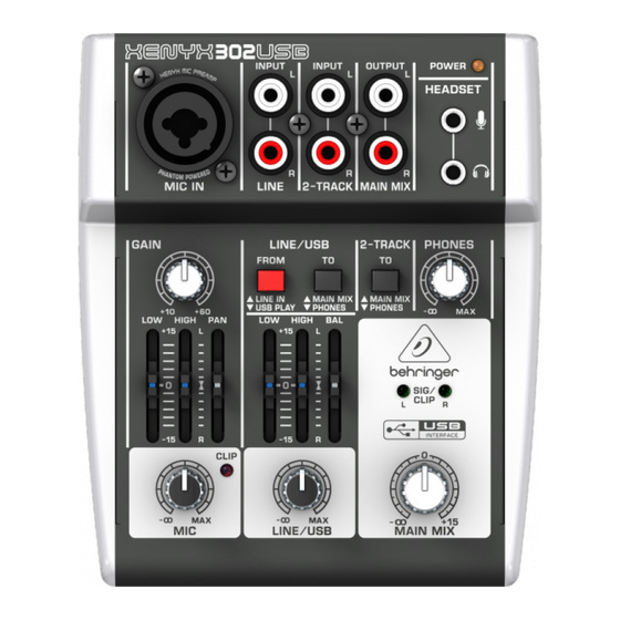 Behringer Xenix 302USB Quick Start Manual
