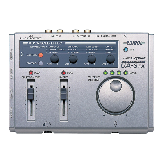 EDIROL AUDIO CAPTURE UA3FX OWNER'S MANUAL Pdf Download ManualsLib