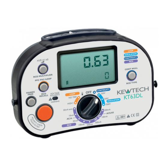 Kewtech KT63DL Operating Instructions Manual