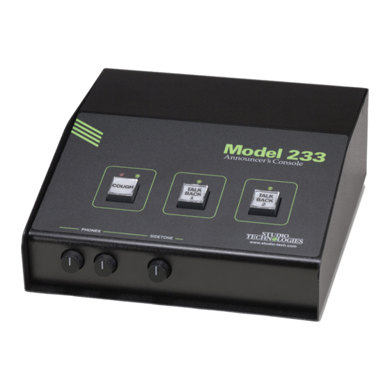 Studio Technologies 233 User Manual