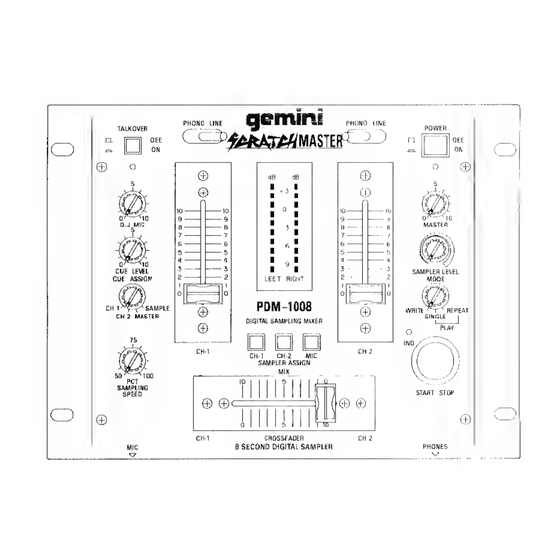 Gemini SCRATCH MASTER PDM-1008 Service Manual