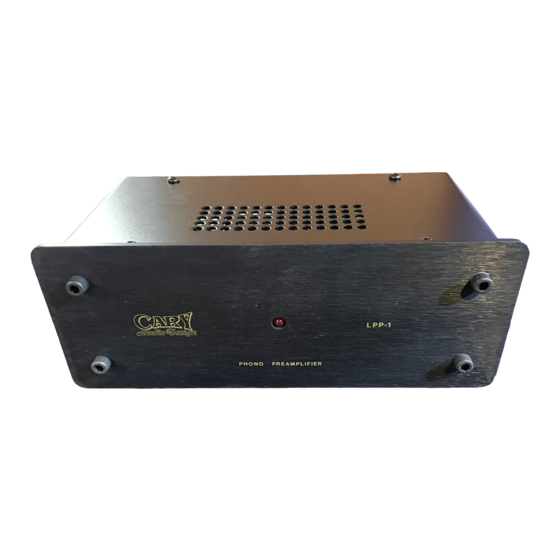 Cary Audio Design LPP-1 Operating Manual