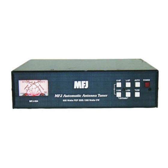 User Manuals: MFJ IntelliTuner -994B Antenna Tuner