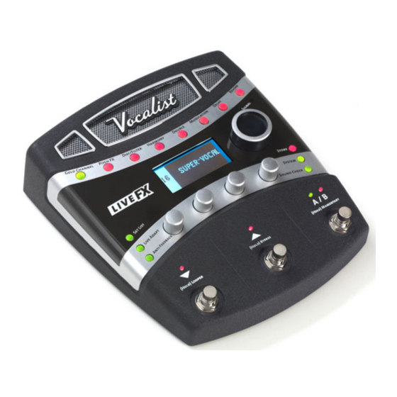 DIGITECH VOCALIST LIVE FX OWNER'S MANUAL Pdf Download ManualsLib
