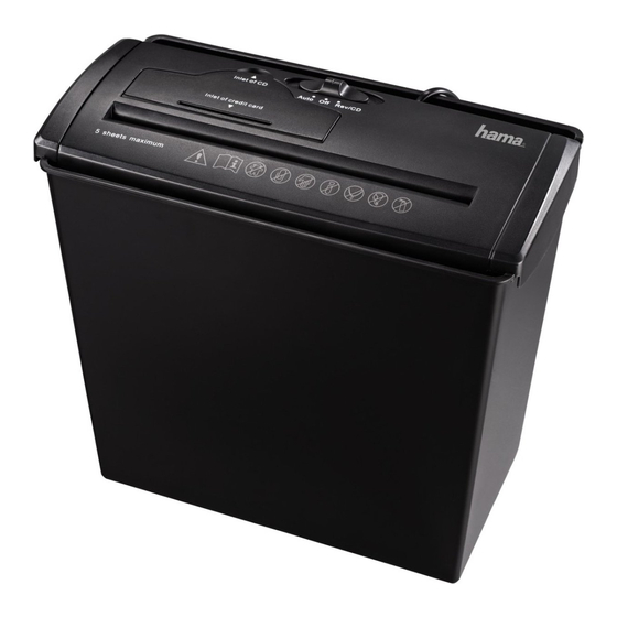 User Manuals: Hama BS5CD Paper Shredder