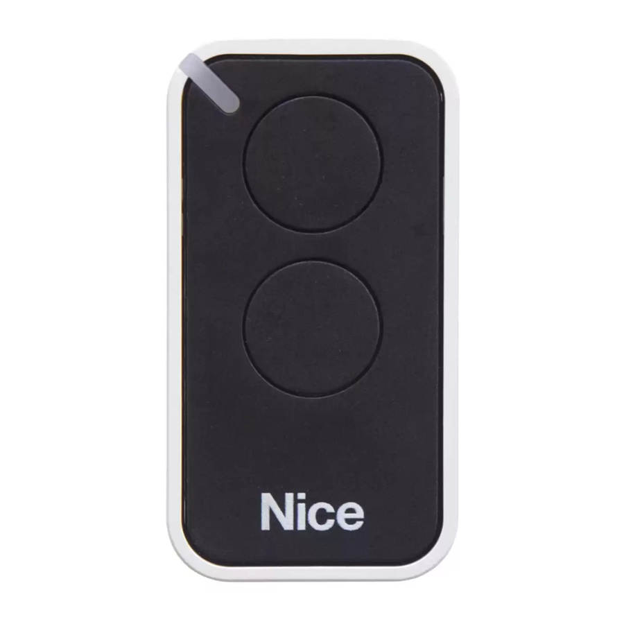 Nice ERA INTI1, INTI2 - Remote Control Quick Start Guide