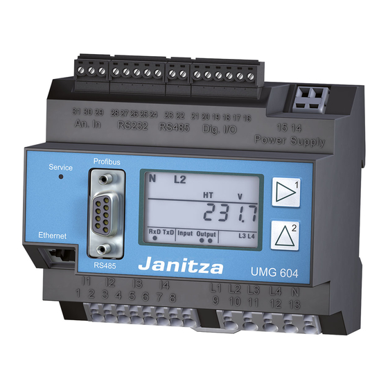 janitza UMG 604 Expandable Power Analyzer Manuals