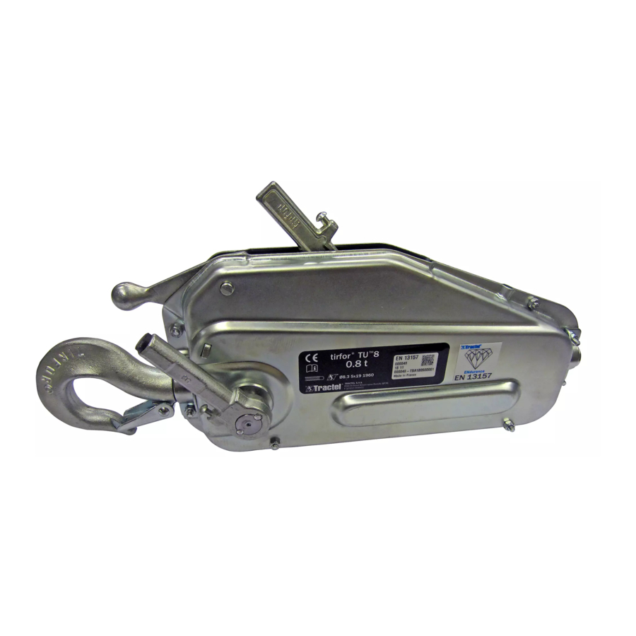 Tractel TIRFOR TU8 Operating And Maintenance Instruction Manual