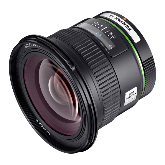 Pentax Digital Camera Lens Operating Manual