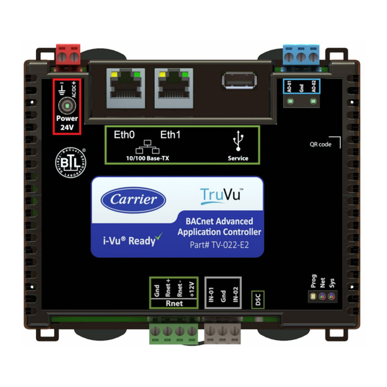 Carrier TruVu TV-022-E2 Installation And Startup Manual