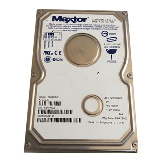 Maxtor DiamondMax Plus9 60GB AT Product Manual