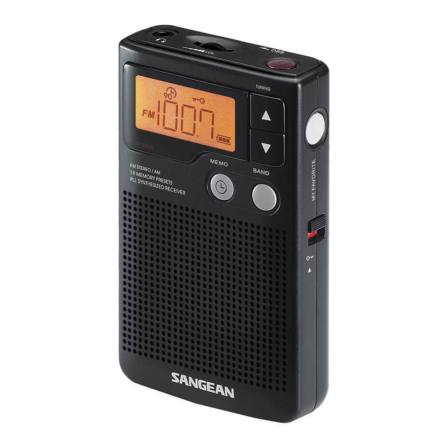 Sangean DT-200X AM/FM-Stereo Pocket Radio Manual