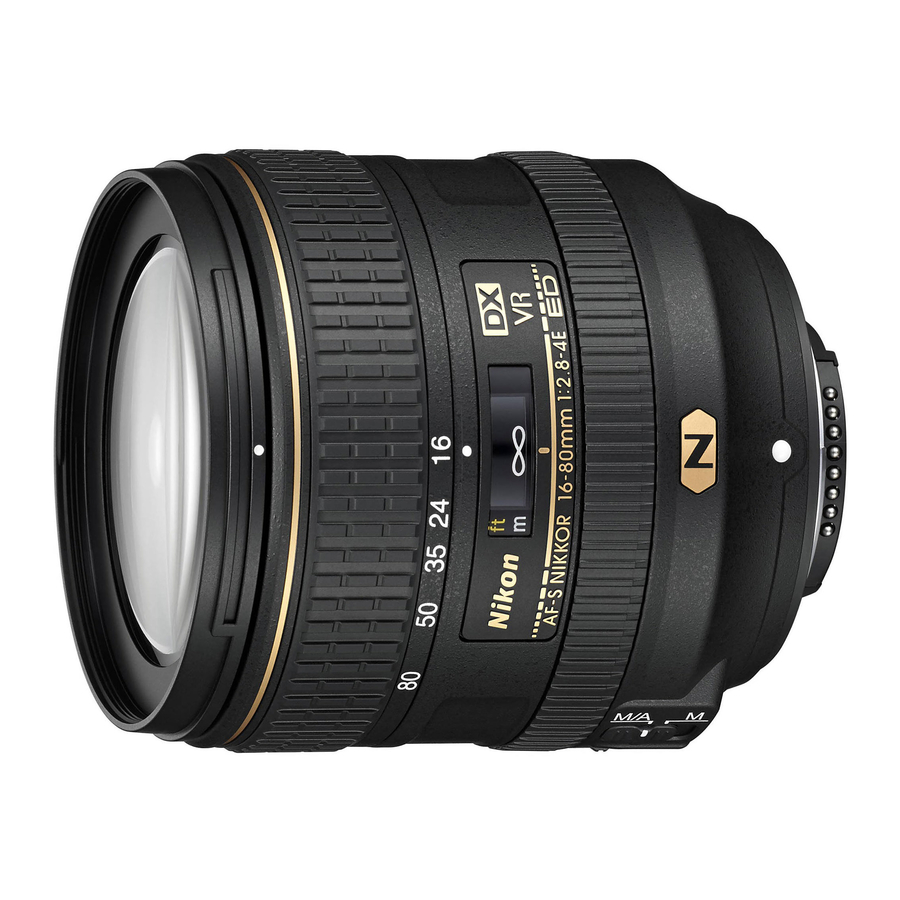 Nikon NIKKOR AF-S DX 16-80mm f/2.8-4E ED VR Manuals