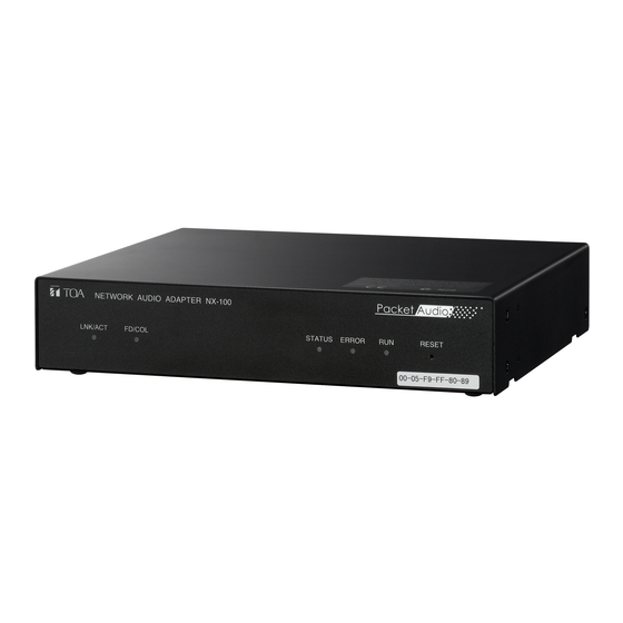 Toa NX-100 Installation Setup Manual
