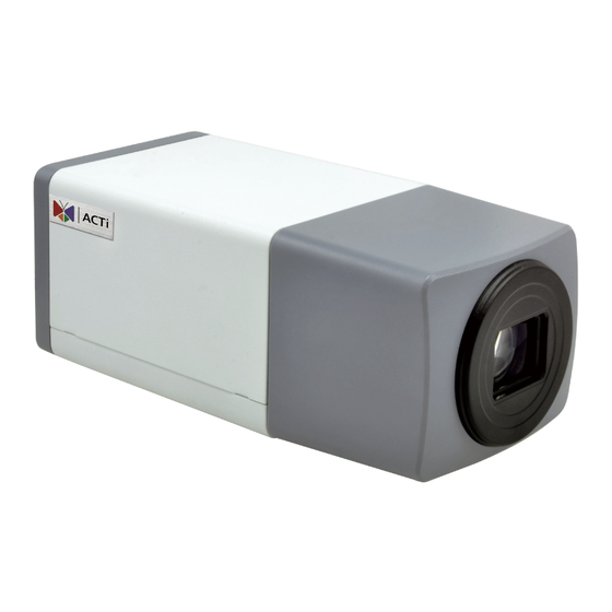 ACTi Zoom Box Camera Series Hardware Manual