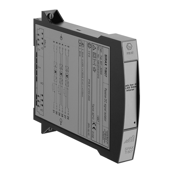 Camille Bauer SIRAX TI 807-6 Manuals