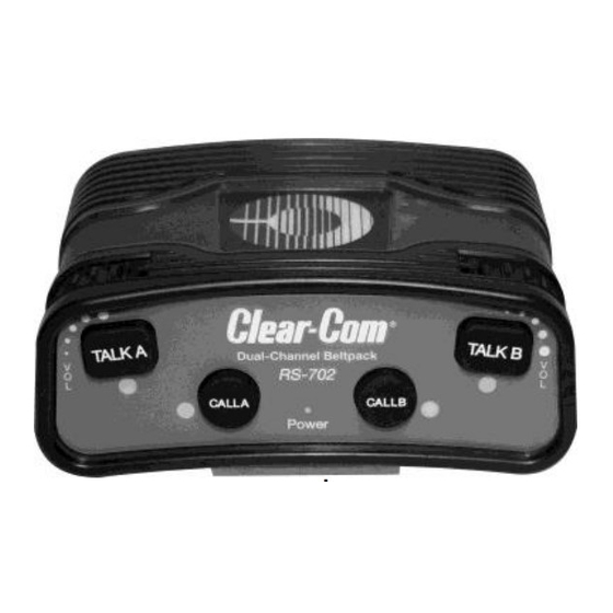 Clear-Com RS-700 Series Quick Refernce Manual