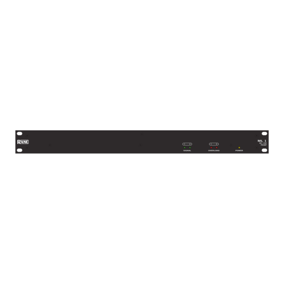 Rane ML 1 Operator's Manual