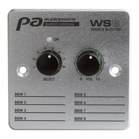 audiophony WS8 User Manual