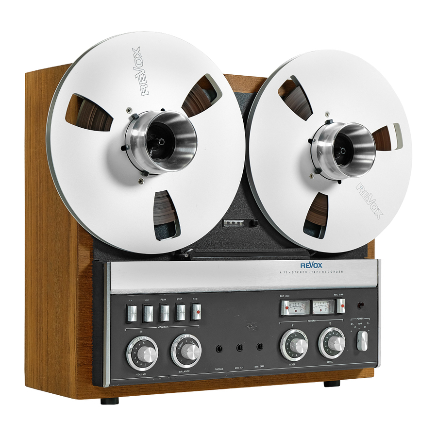 Revox A77 Operating Instructions Manual