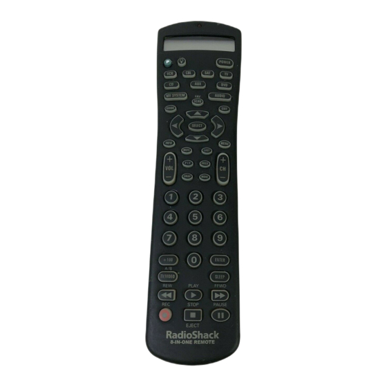 Radio Shack 8-in-One Remote User Manual