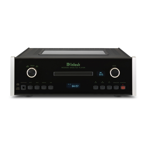 User Manuals: McIntosh MCD500 SACD/CD Player