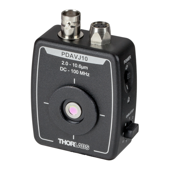 THORLABS PDAVJ8 Quick Reference