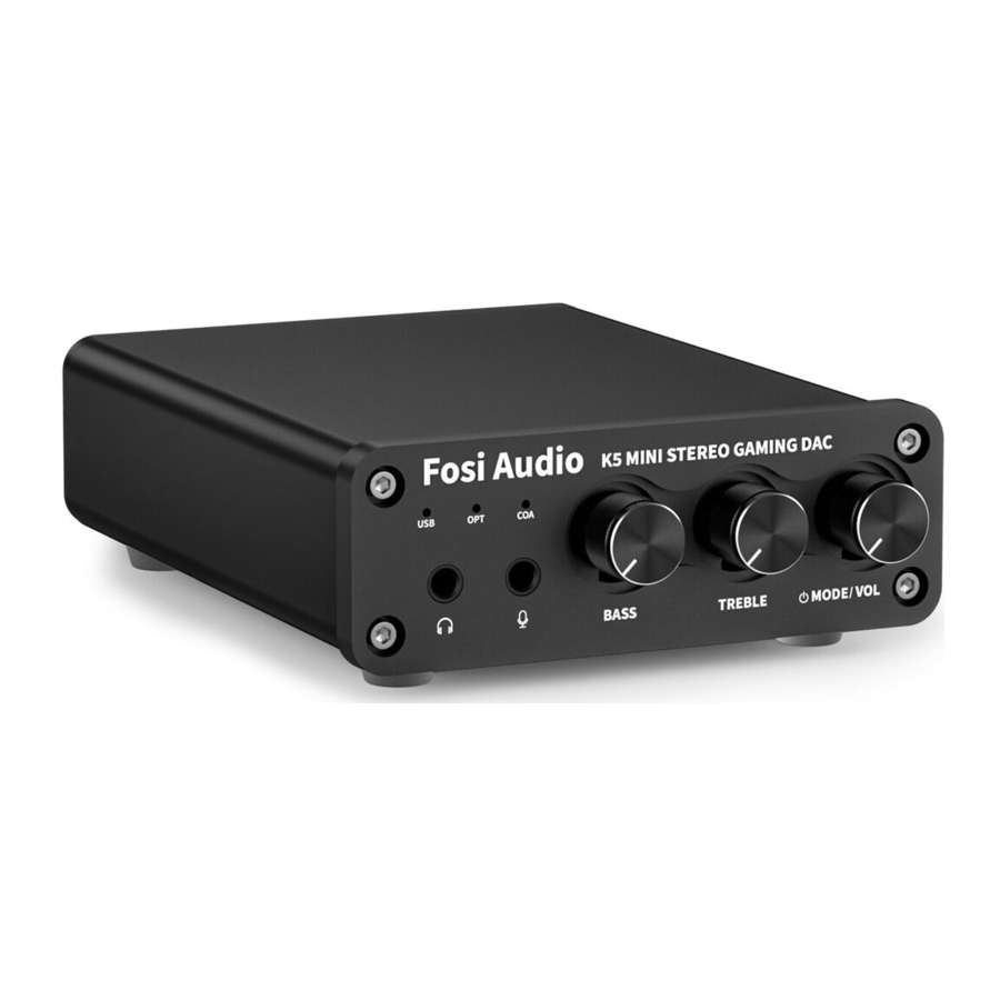 Fosi Audio K5 - Mini Stereo Gaming DAC Headphone Amplifier with Microphone Manual