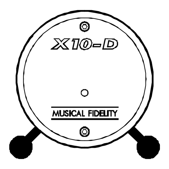 Musical Fidelity X10-D Instructions For Use